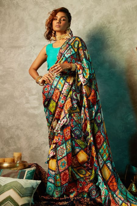 Esha L Amin Tile Print Saree  