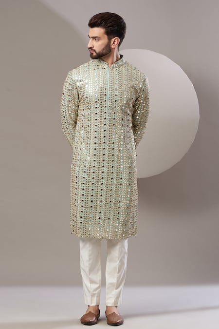 Kasbah Geometric Embroidered Kurta Set 