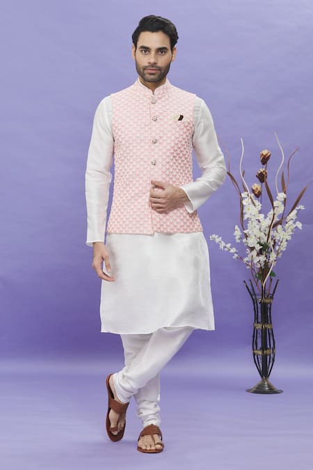 Aryavir Malhotra Kurta Set With Embroidered Bundi 