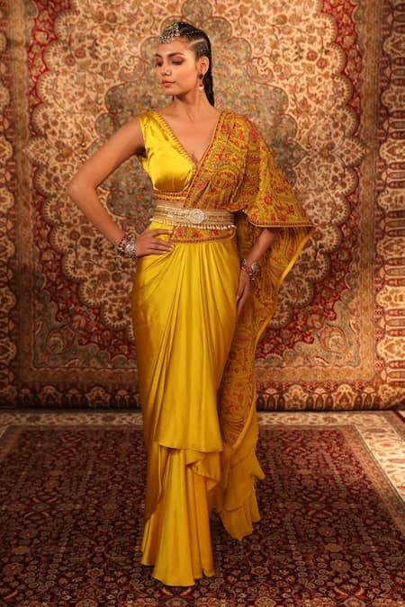 Satin Ladies Golden Embroidered Saree Belt