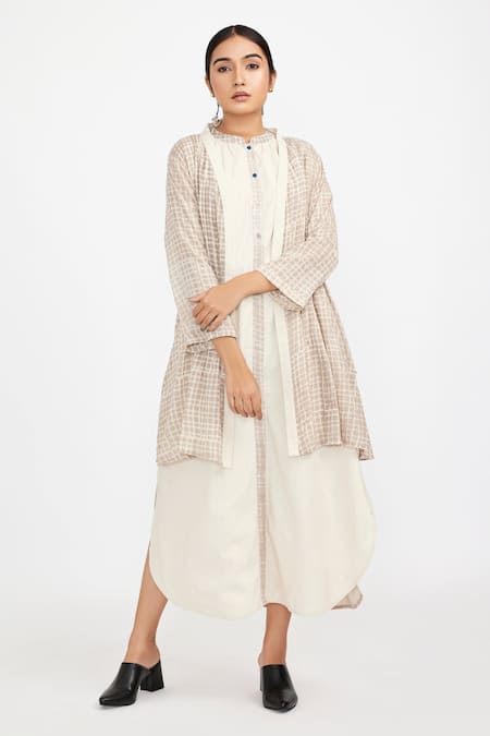 Jayati Goenka Straight Dress With Checkered Print Jacket 