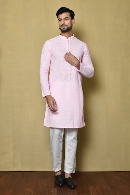 Aryavir Malhotra Chikankari Embroidered Kurta With Pant 