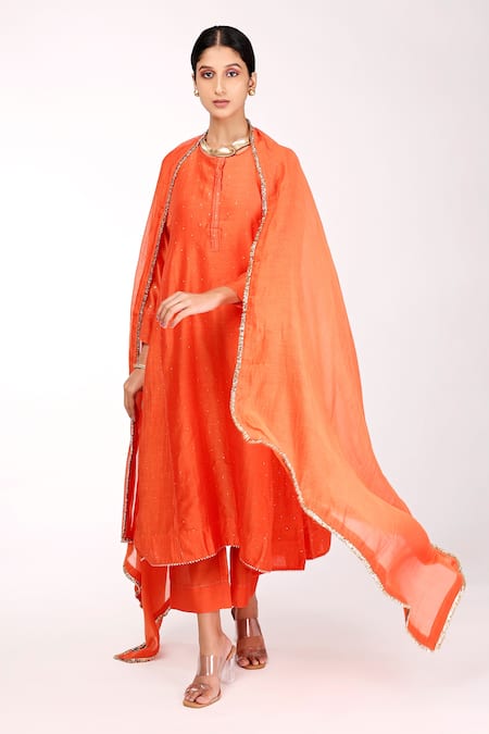 Komal Shah Chanderi Kalidar Kurta Set 