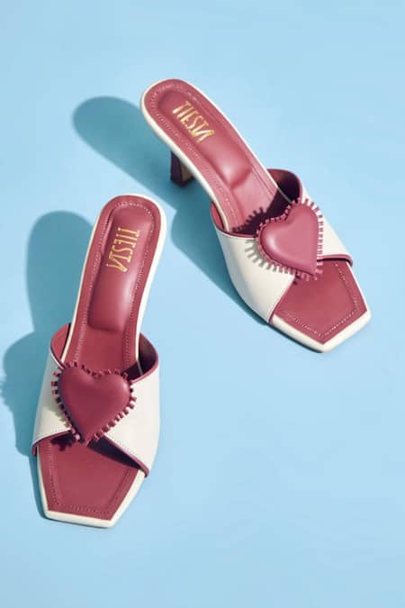 Tiesta Maroon Red Velvet Heart Heels