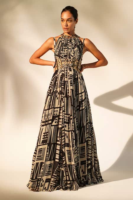 Nikita Mhaisalkar Abstract Print Gown 