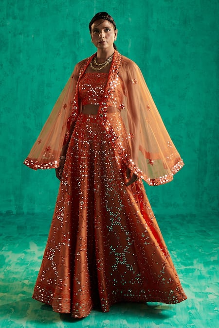 Shian Embroidered Sharara Cape Set 