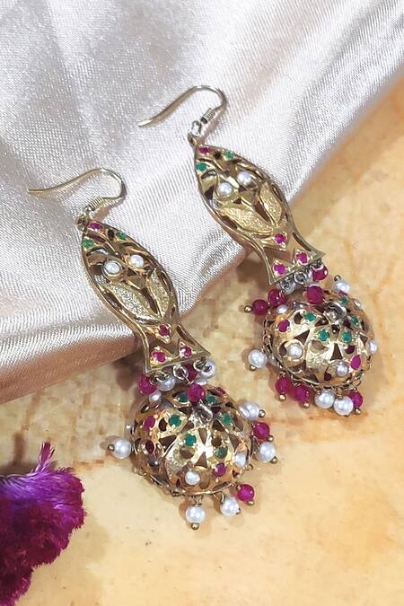 Buy VIRAASI Gold Plated Stone Studded Dangler Earrings for Women | Shoppers  Stop