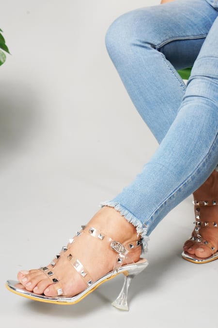 Zzheels Women Bowknot Clear Heels Crystal Slingback Sandals Lace-up  Shoes... | eBay