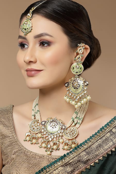 Shop Dugran By Dugristyle Multi Color Pearls, Metallic Thread Meenakari Work Dangler Earrings at Aza Fashions Shop_Dugran By Dugristyle_Multi Color Pearls, Metallic Thread Meenakari Work Dangler Earrings _at_Aza_Fashions