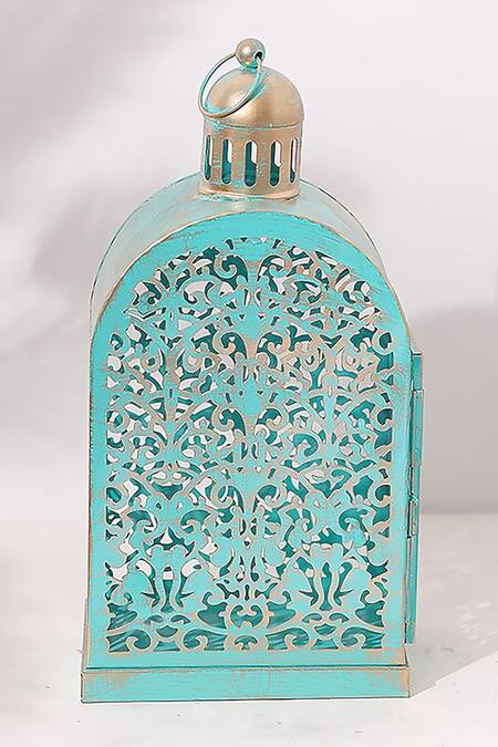 Buy Order Happiness Sky Blue Metal Bird Cage at Aza Fashions Buy_Order Happiness_Sky Blue Metal Bird Cage_at_Aza_Fashions