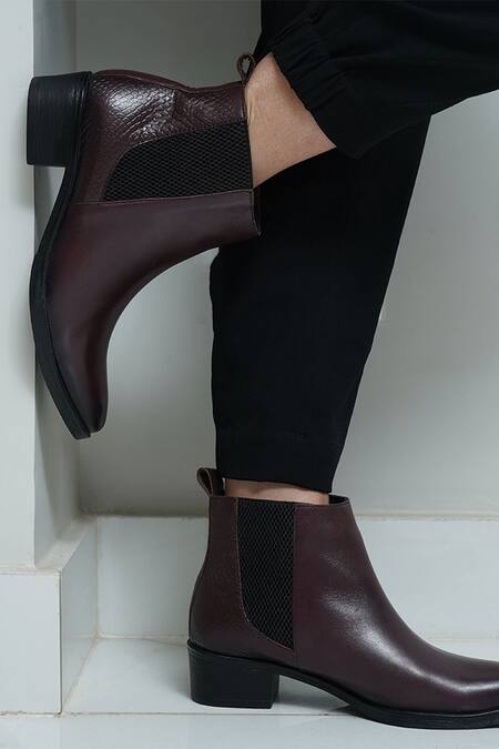 Buy Myra Maroon Sky Pointed Toe Boots at Aza Fashions Buy_Myra_Maroon Sky Pointed Toe Boots_at_Aza_Fashions