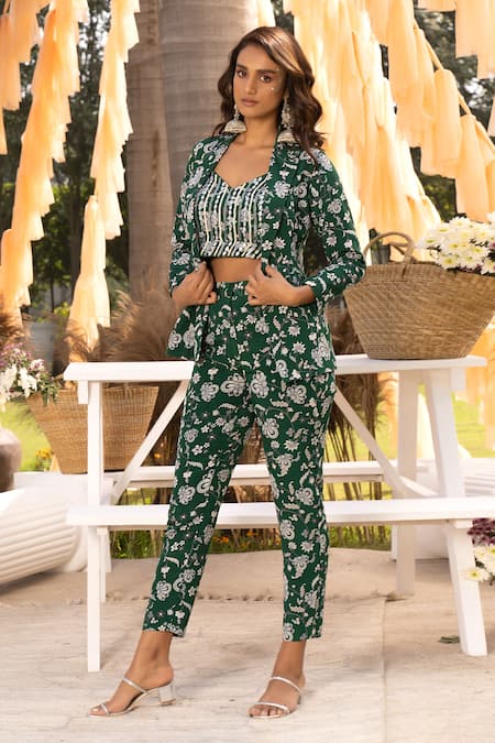 Chhavvi Aggarwal Floral Print Pant Suit Set 