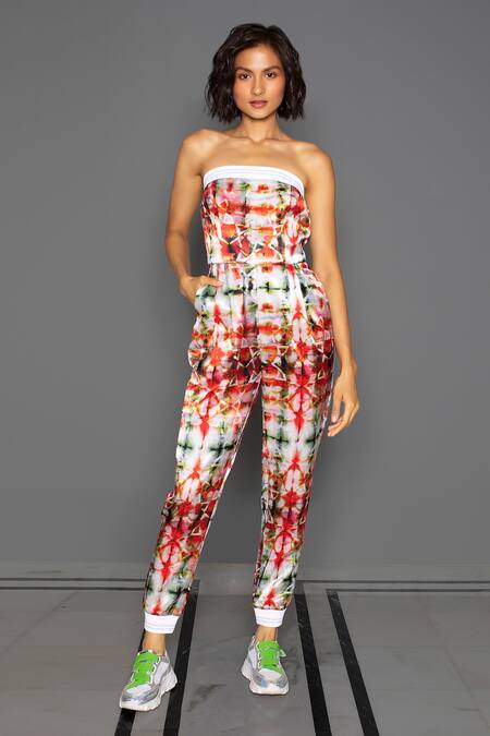 Orange cheap strapless jumpsuit