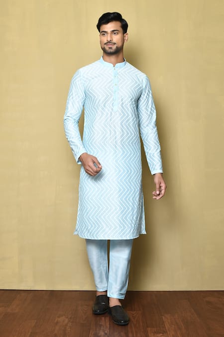 Aryavir Malhotra Mandarin Collar Printed Kurta Set 