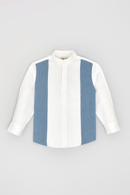 LA DEE DA Cotton Denim Panel Shirt 