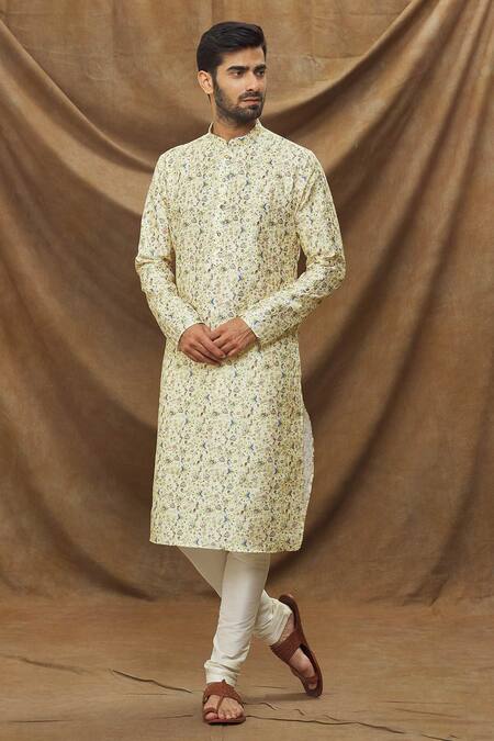 Samyukta Singhania Yellow Churidar Art Banarasi Silk, Kurta Jacquard Work And Floret Pattern Set