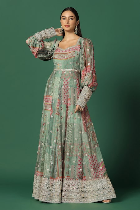 Two Sisters By Gyans Embroidered Chiffon Anarkali 