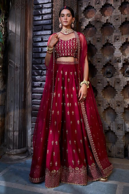 Kritika Dawar Zari Embroidered Cape Lehenga Set 