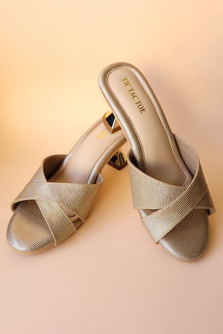 Buy Silver Shimmer Glitter Cross Strap Heels by Sephyr Online at Aza  Fashions.