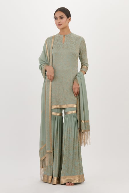 Nakul Sen Cutdana Embroidered Kurta Sharara Set 