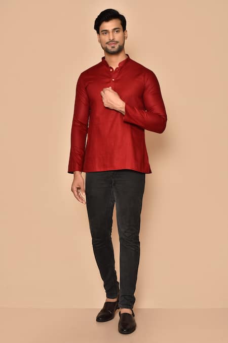 Aryavir Malhotra Band Collar Short Kurta 