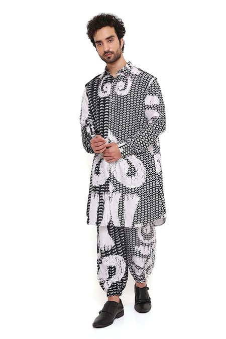 PS Men by Payal Singhal Uzbek Print Pathani Kurta & Joggers Set  