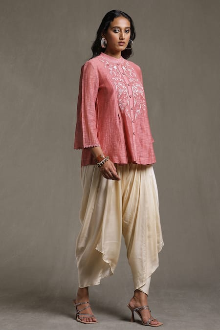 Mustard tunic with Off white Dhoti pants – Megha and Jigar