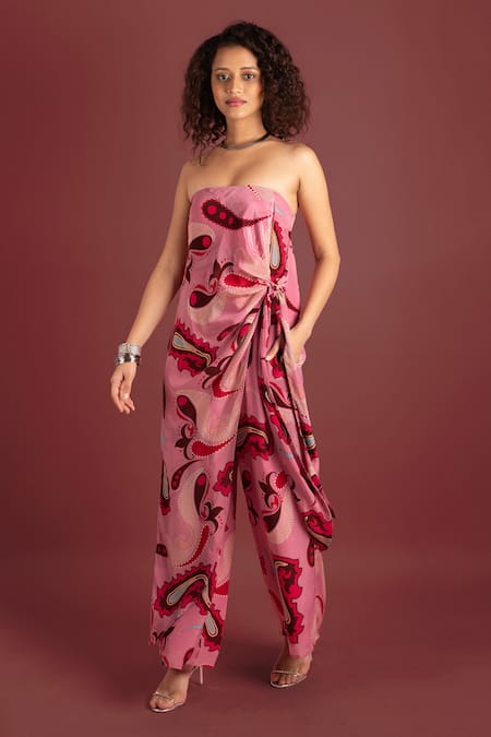 Style Junkiie Sorbet Paisley Wrap Knotted Jumpsuit 