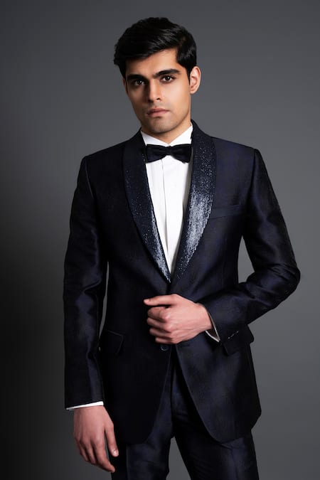 Raghavendra Rathore Jodhpur Floral Brocade Shawl Collar Tuxedo 