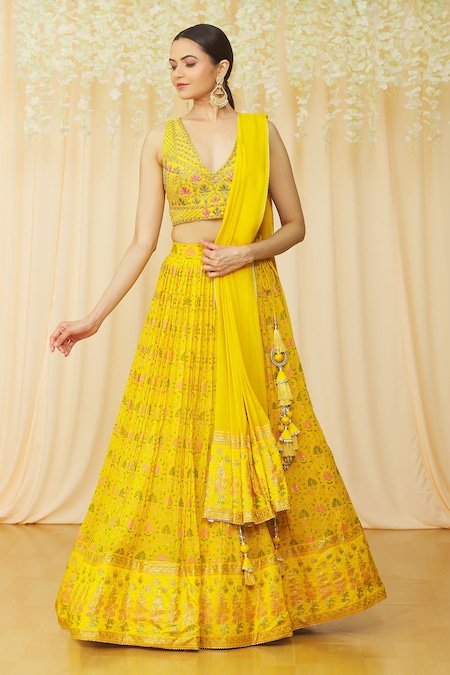 Beautiful yellow colour embroidery work lehenga choli- Shoplance – ShopLance