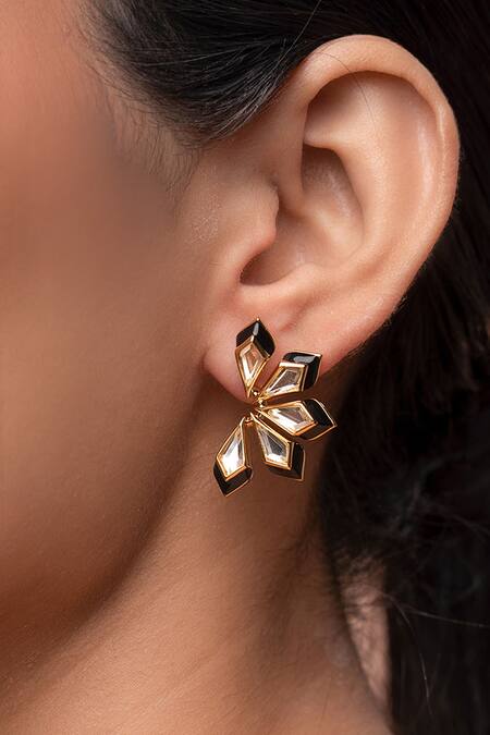 Flower Shaped Multi Stone Earrings