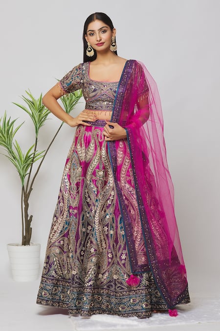 Buy Semi Stitched Banarasi brocade Lehenga With Padded Blouse And Banarasi  Dupatta at Rs. 1599 online from Fab Funda Designer Lehenga : FF-6201o