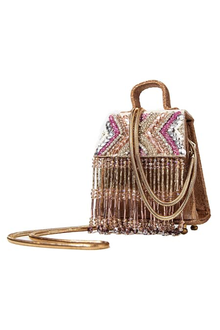 Embellished Leather Fringe Bag