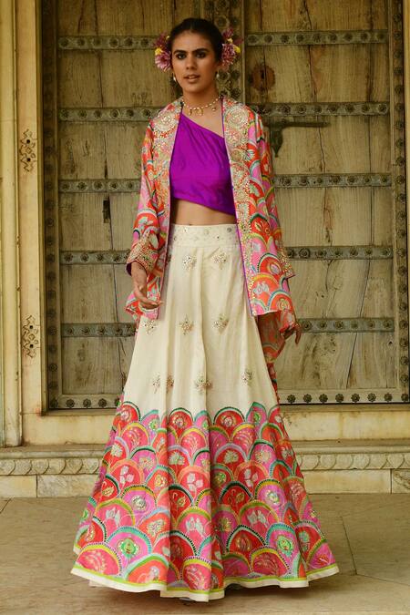 Buy Yellow Lehenga Modal Dupion Crop Top Cupro Satin Embroidery V Set For  Women by Varun Bahl Online at Aza Fashions.