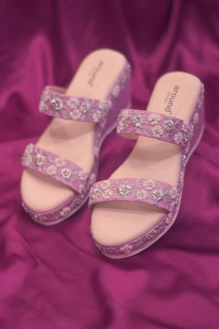 Around Always Emily Strap Embroidered Wedges 