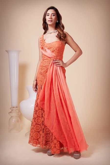 Saaj by Ankita Dandelion Thread Embroidered Gown 