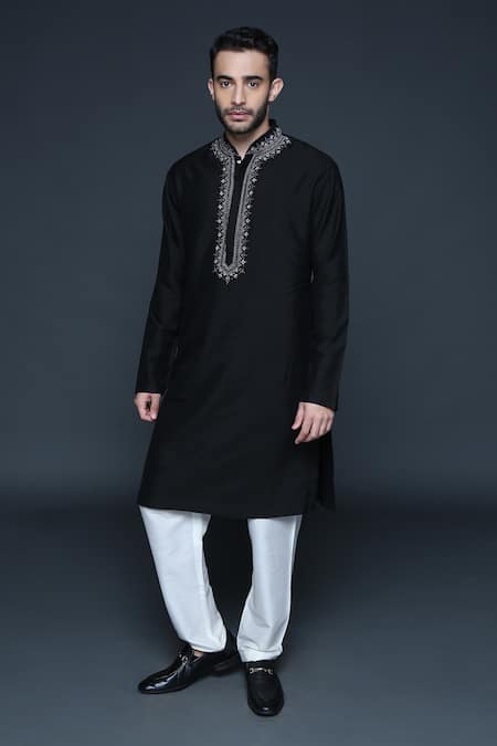 Sanjev Marwaaha Embroidered Mandarin Collar Kurta Set 