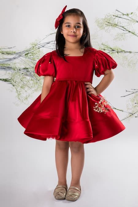 Girls Round Neck Princess Dress A Line Puff Sleeves Party Dresses with –  Avadress