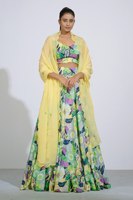 AFFROZ Floral Print Lehenga Set 