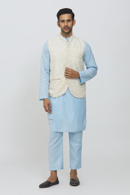 Men's Navy Blue Kurta With Pyjama & Gold Self Design Jacket at Rs 2199 |  Men Kurta Pajama | ID: 2849567979288