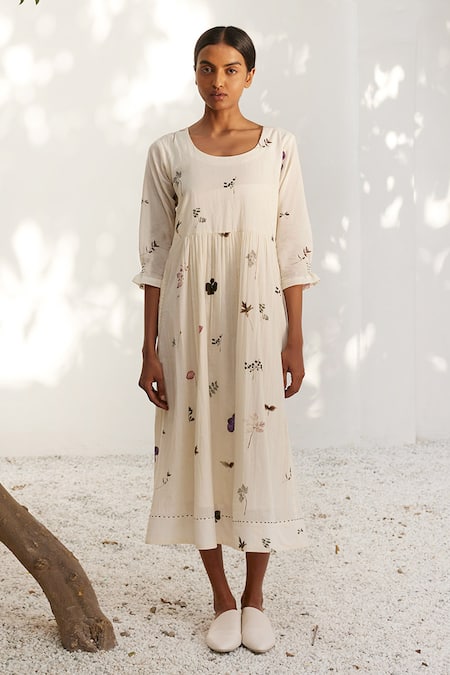 Sustainable & Luxury Cotton Dress in White | The Willow - Paneros Clothing