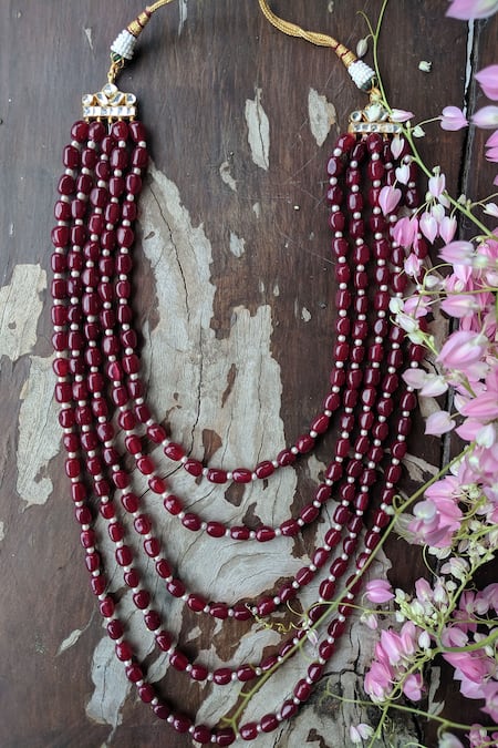 Riana Jewellery Ruby Bead Layered Mala 