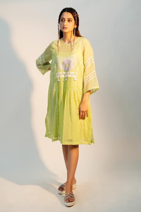 Jyoti Bansal Sunflower Basil Lace Border Tunic 