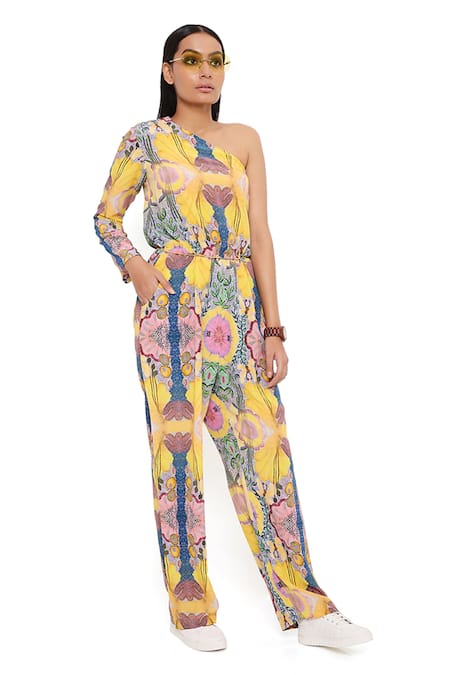 PS Pret by Payal Singhal Enchanted Print One Shoulder Jumpsuit 