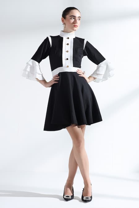 Ashico Pleated Monochrome Dress 