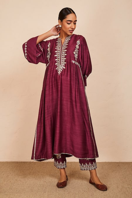 Sue Mue Rishima Embroidered Kaftan & Pant Set 