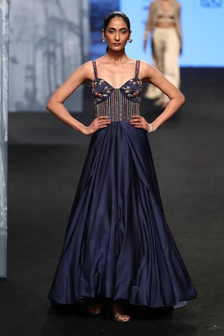 Sejal Kamdar Embellished Yoke Draped Gown 