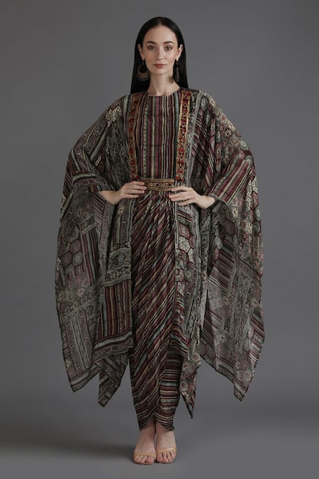 Preeti S Kapoor Farisha Mosiac Print Cape With Dhoti Dress 