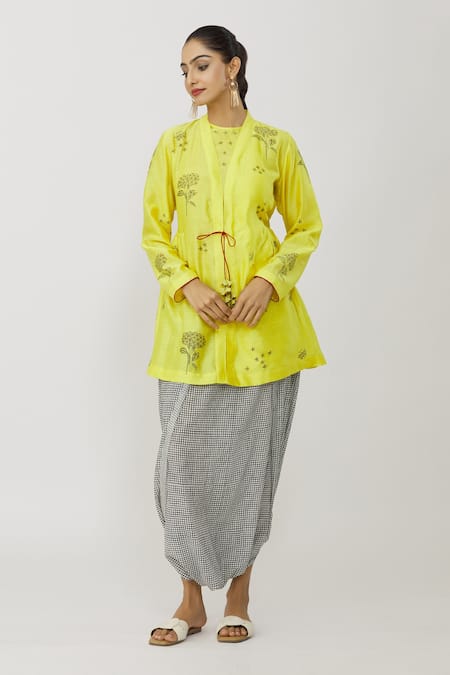 Neeta Bhargava Chanderi Peplum Kurta & Dhoti Pant Set 