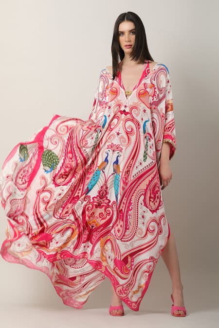 Limerick By Abirr N' Nanki Danya Paisley & Peacock Print Kaftan